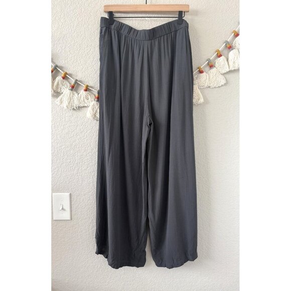 Eileen Fisher Silk Georgette Pull On Wide Leg Crop Pant Flowy Minimalist Coastal - Picture 2 of 9